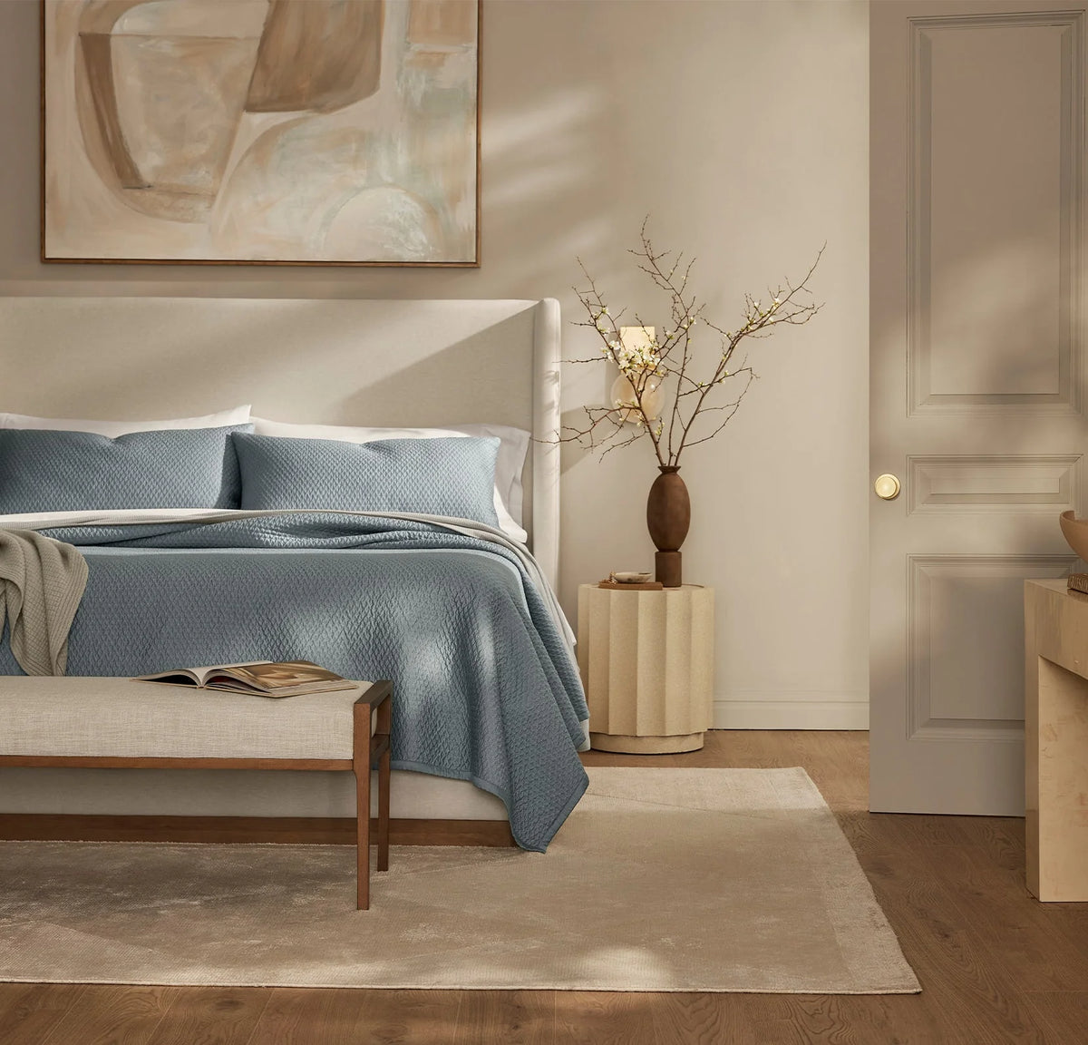 Signature Textured Stitch Quilted Sham - Bluestone