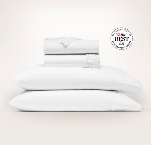 Percale Hemmed Sheet Set - White
