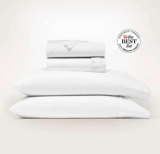 Percale Hemmed Sheet Set - White