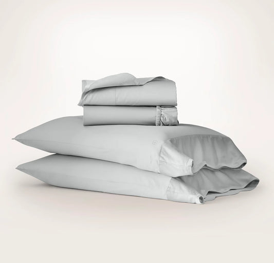 Percale Embellished Sheet Set - Shore/Shore Curved Edge