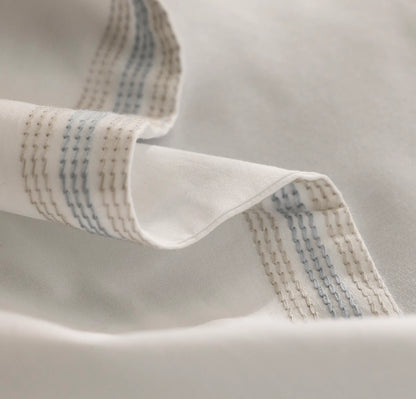 Signature Embellished Sheet Set - White/Shore/Sand Sail Stitch