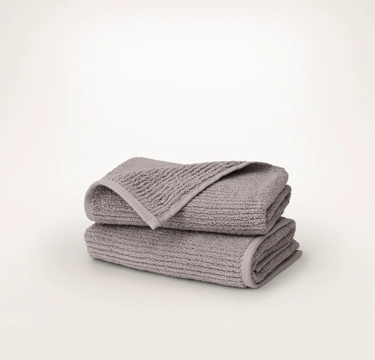 Turkish Ribbed Hand Towels (Pair) - Stone