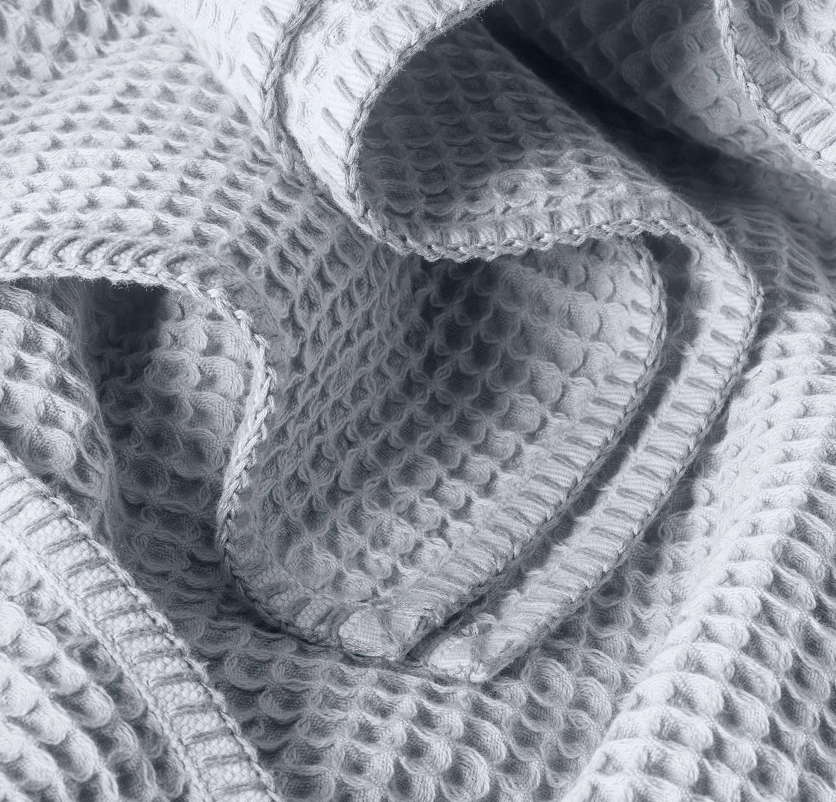 Waffle Bed Blanket - Hydrangea/Bay Whipstitch