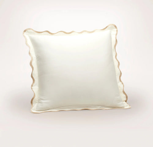 Signature Embellished Sham - Cream/Sand Curved Edge