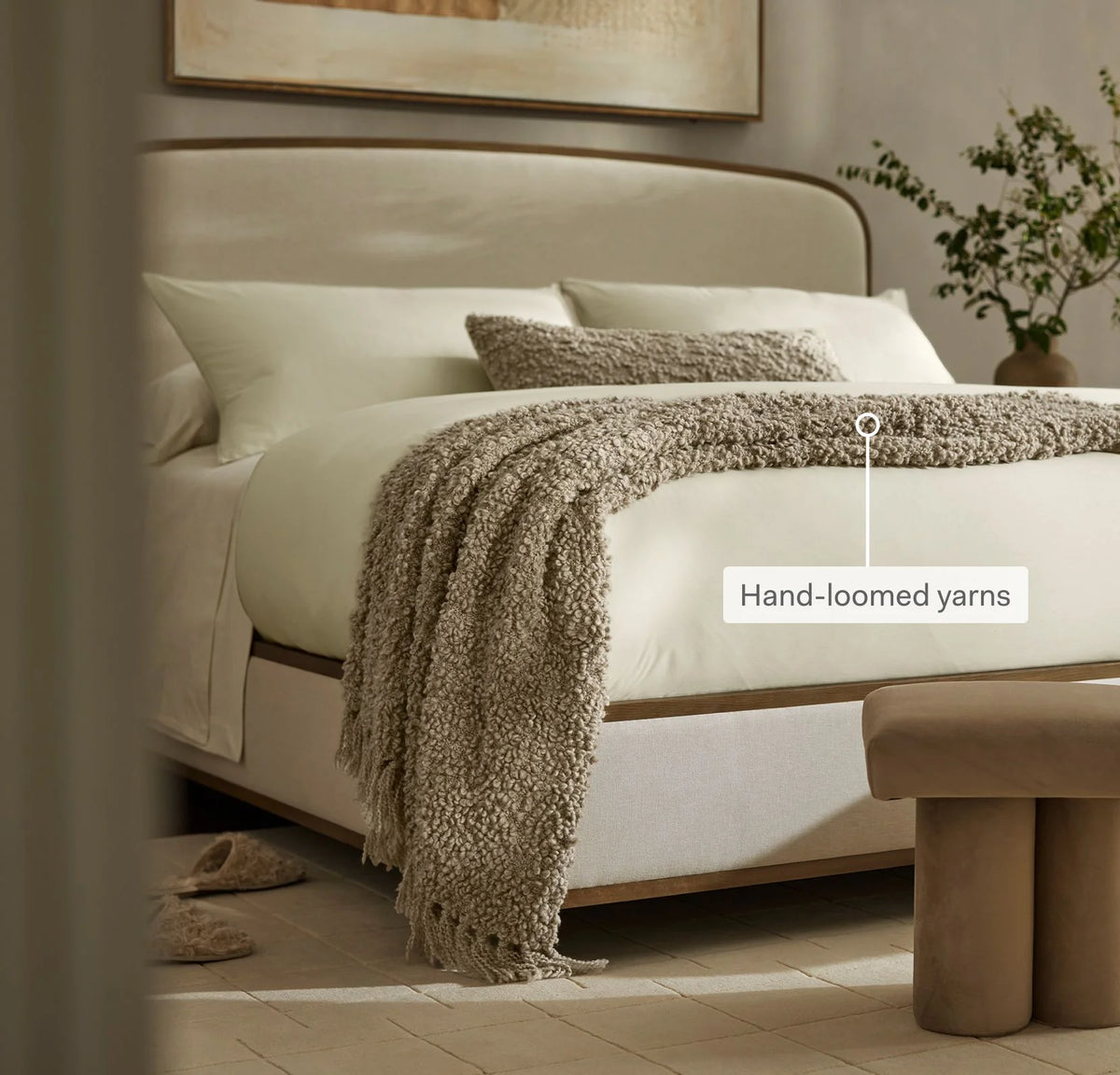 Cozy Boucle Throw Blanket - Cream