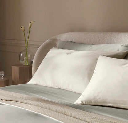 Percale Embellished Duvet Set - Cream/Cream Piped Edge