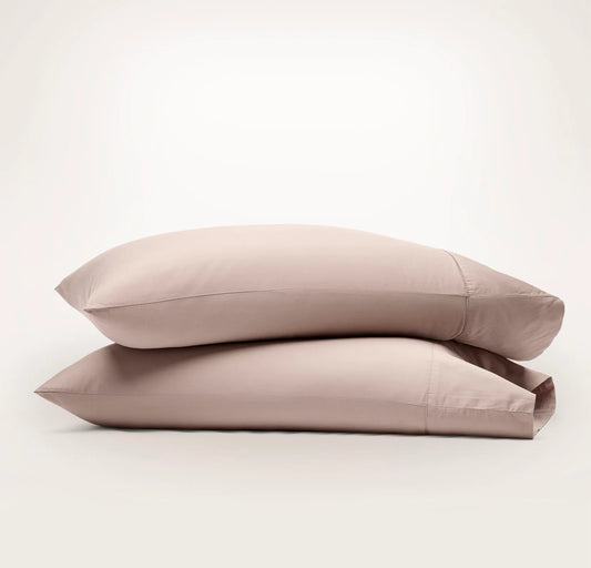 Percale Hemmed Pillowcase Set - Dusty Rose