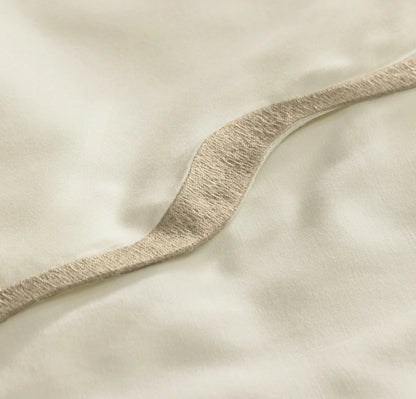 Signature Embellished Sheet Set - Cream/Sand Curved Edge