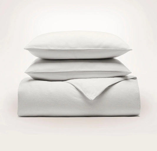 Ottoman Rib Duvet Set - White