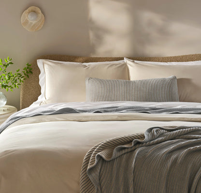 Sunday Knit Pillow Cover - Shore/Heathered Oatmeal