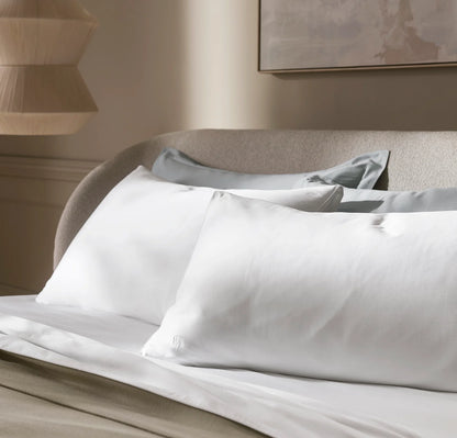 Signature Embellished Pillowcase Set - White/White Piped Edge