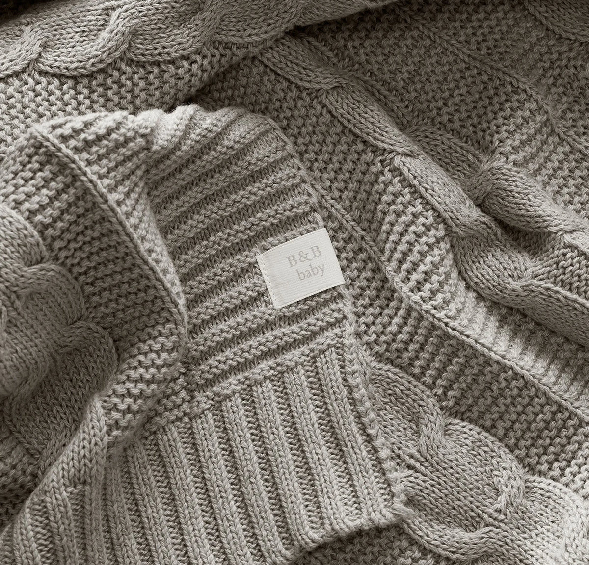 Cable Knit Baby Blanket - Heathered Pewter