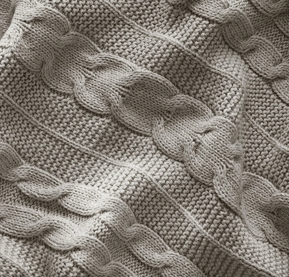 Cable Knit Baby Blanket - Heathered Pewter