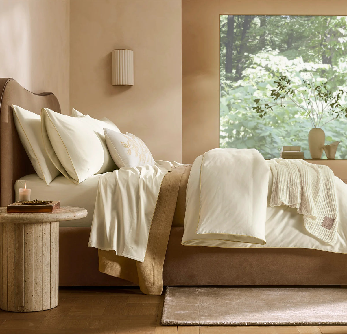 Signature Embellished Sheet Set - Cream/Buttercup Piped Edge