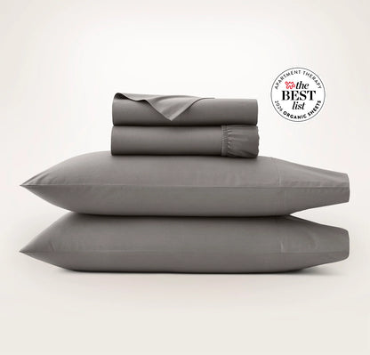 Percale Hemmed Sheet Set - Stone