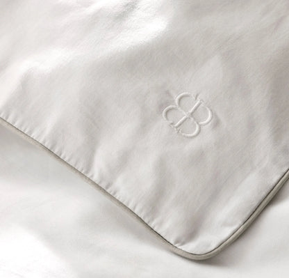 Signature Embellished Duvet Set - White/Pewter Piped Edge