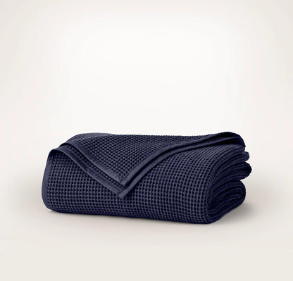 Waffle Bed Blanket - Coastal Navy