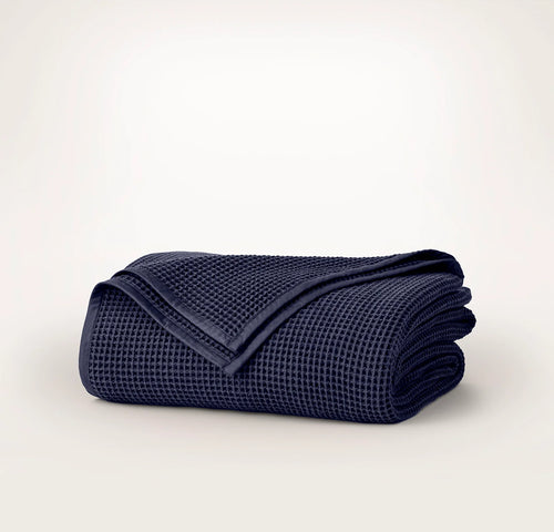 Waffle Bed Blanket - Coastal Navy