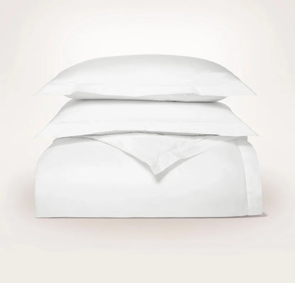 Percale Hemmed Duvet Set - White
