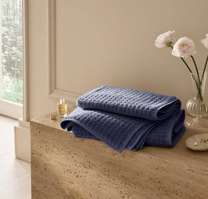 Turkish Waffle Hand Towels (Pair) - Coastal Navy