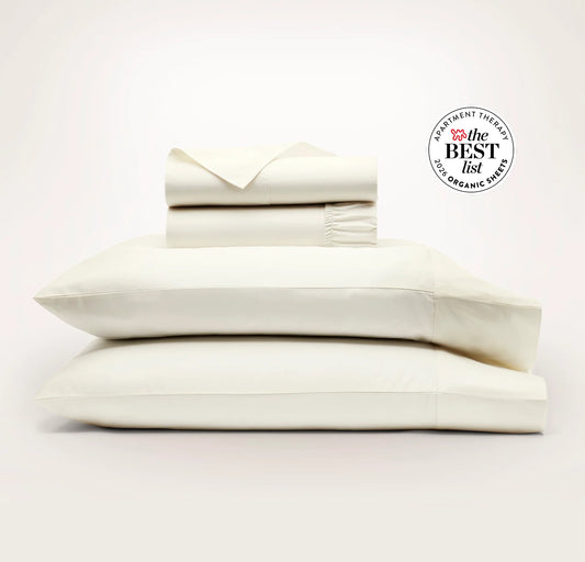 Percale Hemmed Sheet Set - Cream