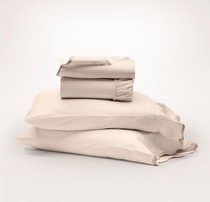 Signature Embellished Sheet Set - Sandstone/Desert Sand Curved Edge