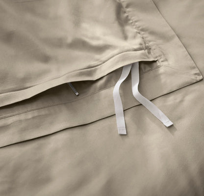 Percale Hemmed Duvet Set - Oak
