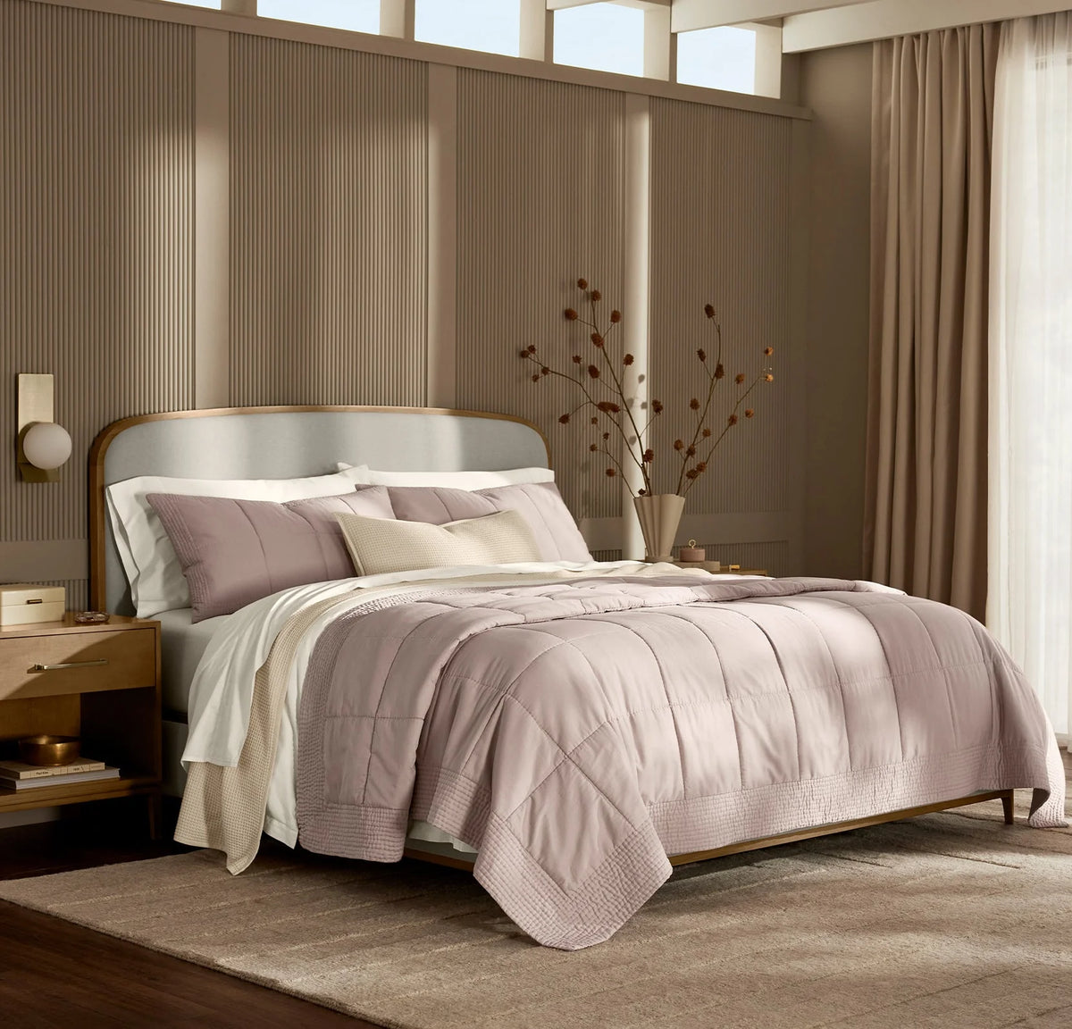 Signature Handstitched Quilted Sham - Dusty Rose