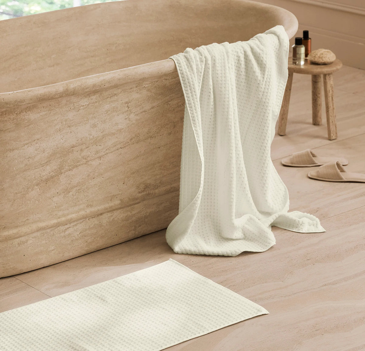 Turkish Waffle Bath Mat - Cream