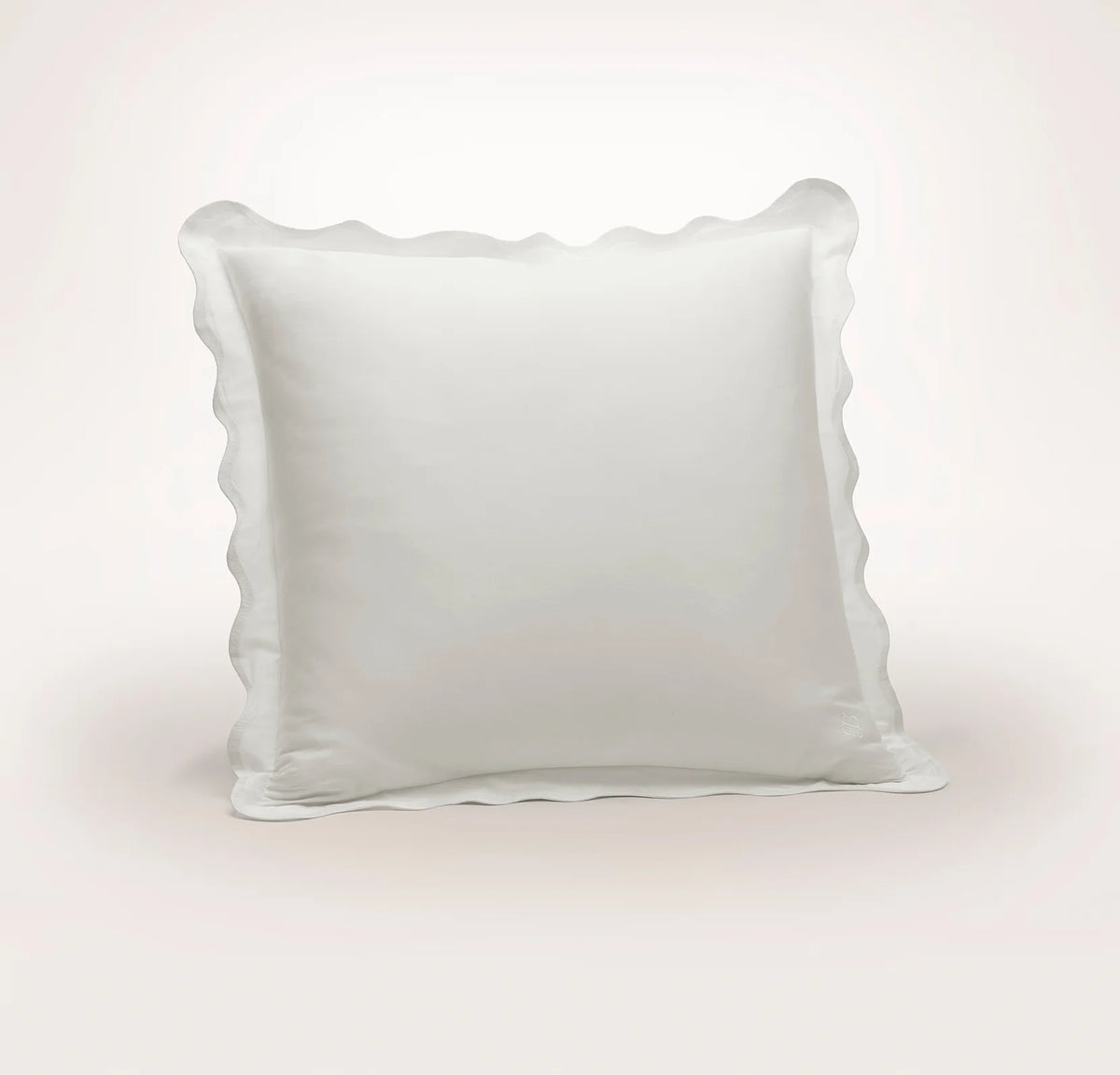 Signature Embellished Sham - White/White Curved Edge