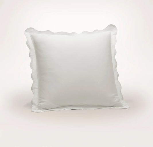 Signature Embellished Sham - White/White Curved Edge
