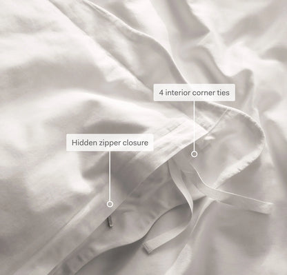 Percale Embellished Duvet Set - Cream/Sand Curved Edge