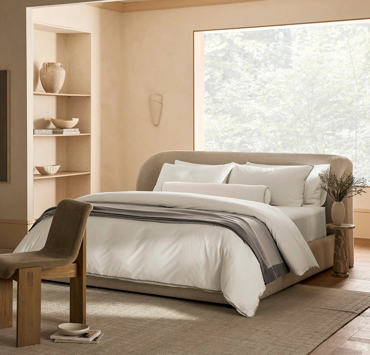 Signature Embellished Duvet Set - White/Pewter/Oak Trielle