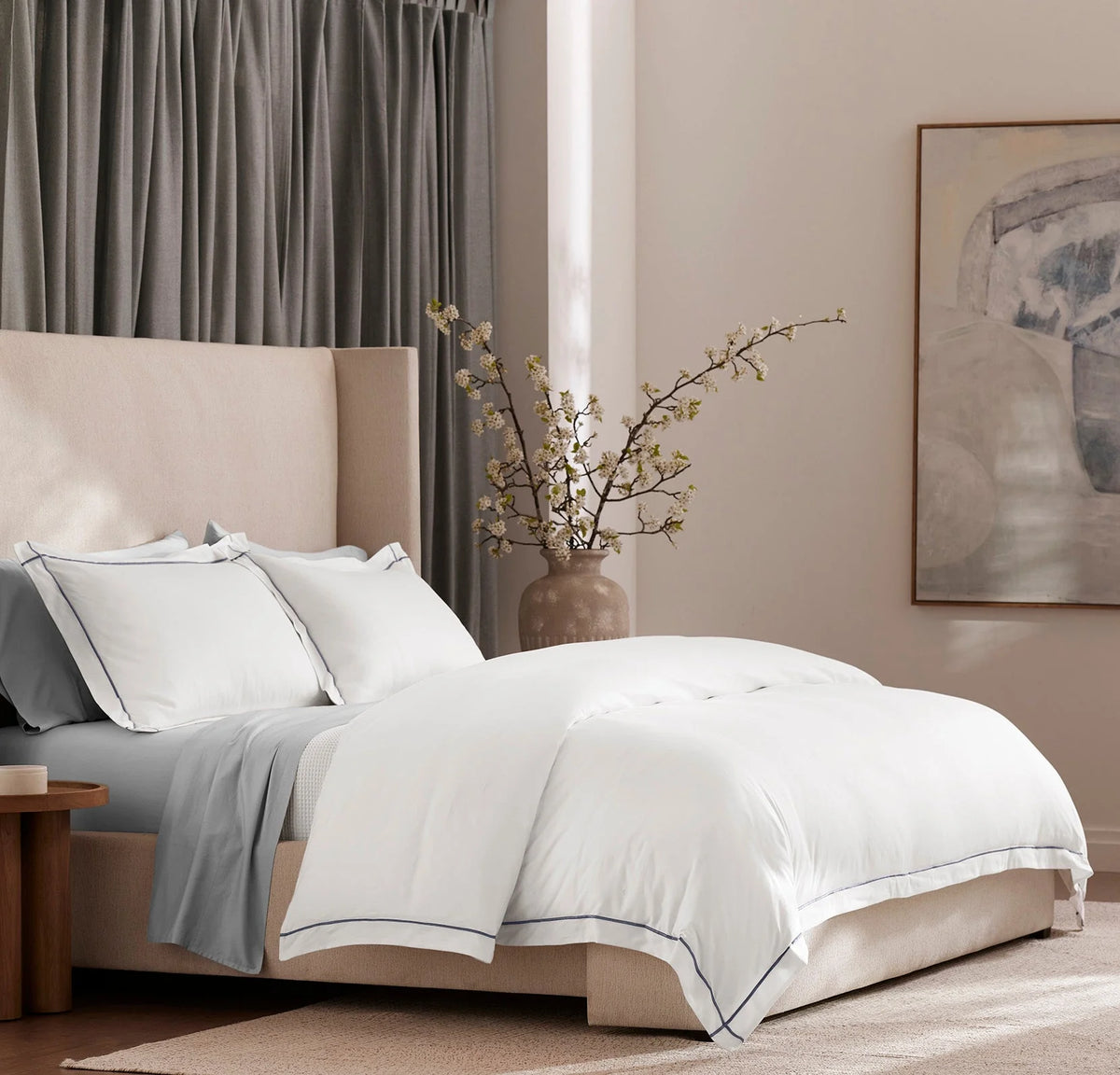 Signature Embellished Duvet Set - White/Mineral Embroidered