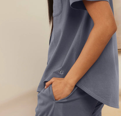 Soft Knit Short Sleeve & Pants Pajama Set - Mineral