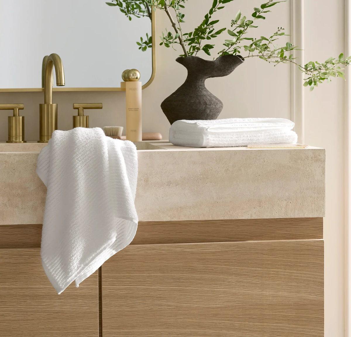 Turkish Ribbed Hand Towels (Pair) - White