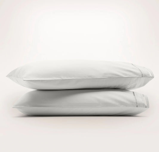 Signature Embellished Pillowcase Set - Mist/Mist Ladder Stitch