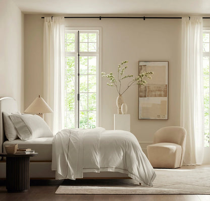 Signature Embellished Sheet Set - White/Oak Embroidered