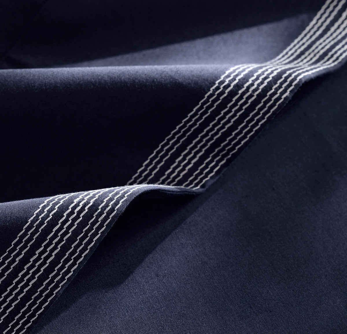 Percale Embellished Sheet Set - Coastal Navy/White Sail Stitch
