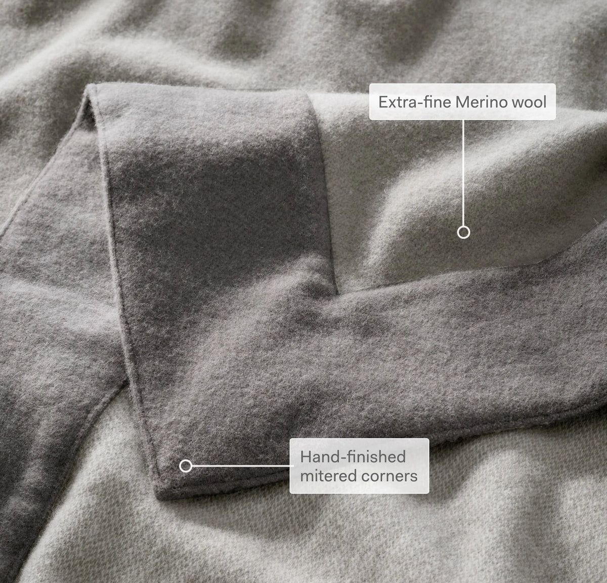 Fine Merino Wool Bed Blanket - Pewter