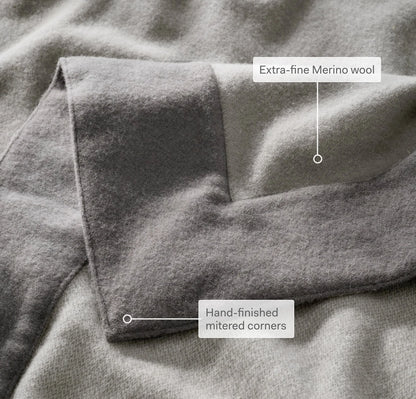 Fine Merino Wool Bed Blanket - Pewter