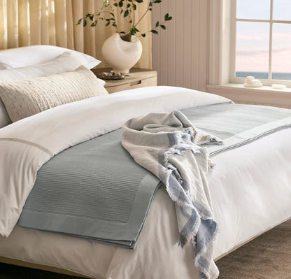 Lavé Wool Throw Blanket - Hydrangea/Cream