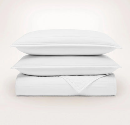 Signature Stripe Quilt Set - White