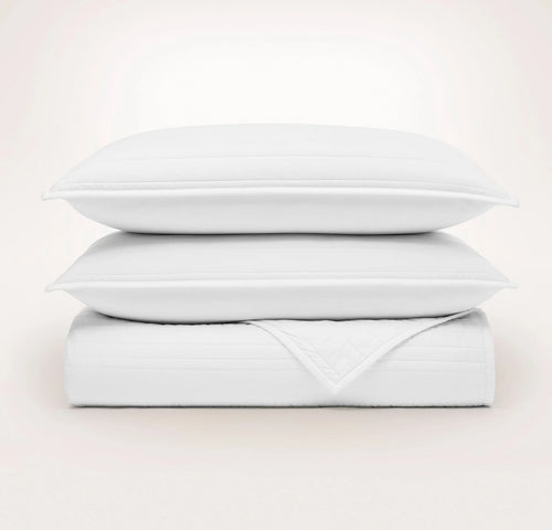 Signature Stripe Quilt Set - White