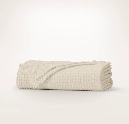 Heirloom Waffle Merino Bed Blanket - Cream