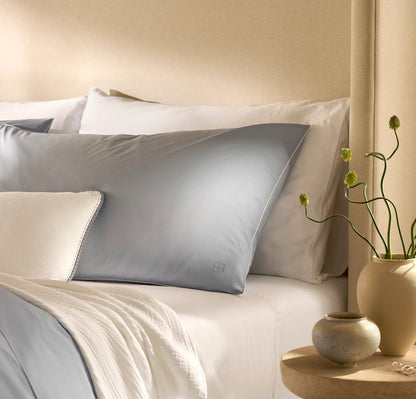 Signature Embellished Duvet Set - Hydrangea/White Piped Edge