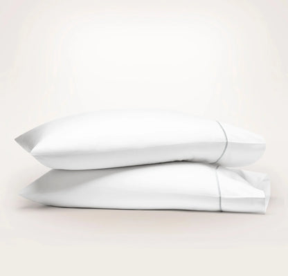 Signature Embellished Pillowcase Set - White/Shore Embroidered