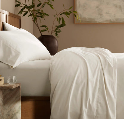 Percale Hemmed Sheet Set - Cream