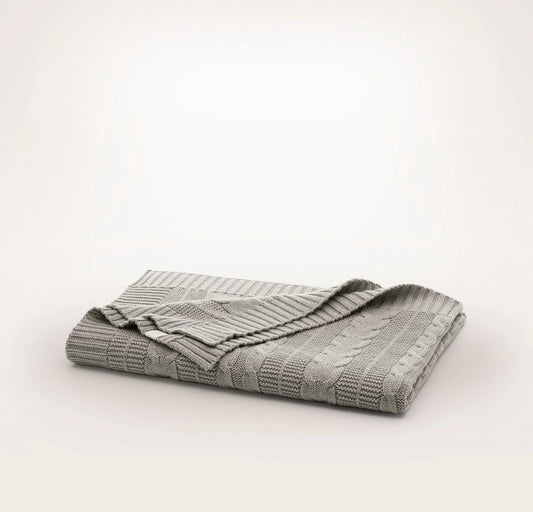 Cable Knit Baby Blanket - Heathered Pewter