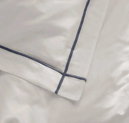 Percale Embellished Duvet Set - White/Mineral Embroidered